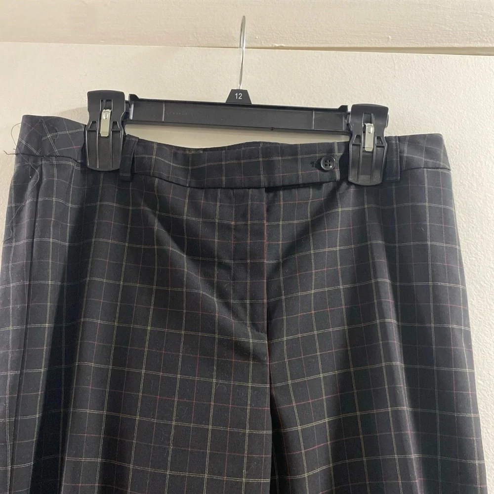 LOFT Women's Black Plaid Straight Leg Pants‎ - Picture 4 of 6